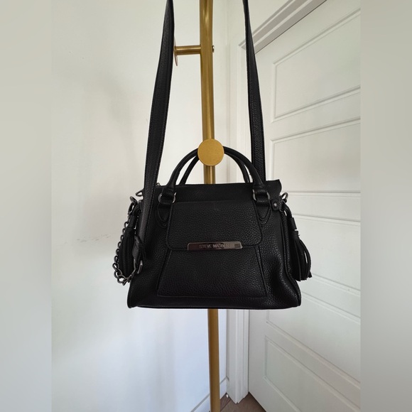 Y2K Vegan Leather Bag Detachable Crossbody Strap Black Minimalist Preppy Classic - Picture 2 of 11